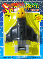 BAT-BOT Switch-A-Robots Black Body Yellow Head with Grey Wheels on Card by TOPPS