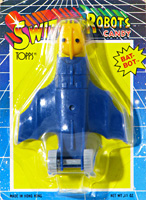 AT-BOT Switch-A-Robots Blue Body Yellow Head with Grey Wheels on Card