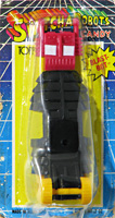 BLAST-BOT Switch-A-Robots Black Body Red Head with Yellow Wheels on Card