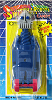 SCREW-BOT Switch-A-Robots Blue Body Grey Head with Red Wheels on Card
