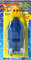 CREW-BOT Switch-A-Robots Blue Body Yellow Head with Grey Wheels on Card